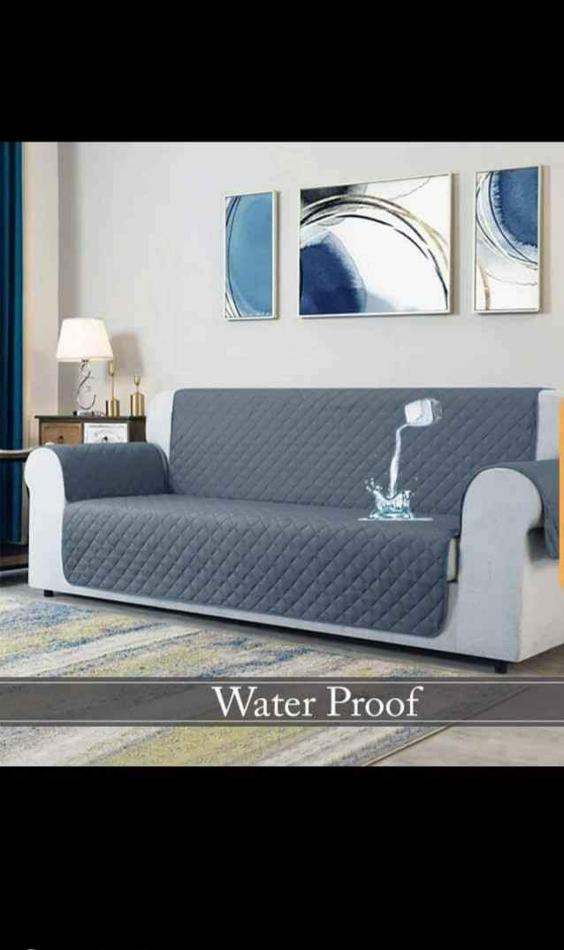 Ultrasonic Quilted Cotton Sofa Protector - Gray