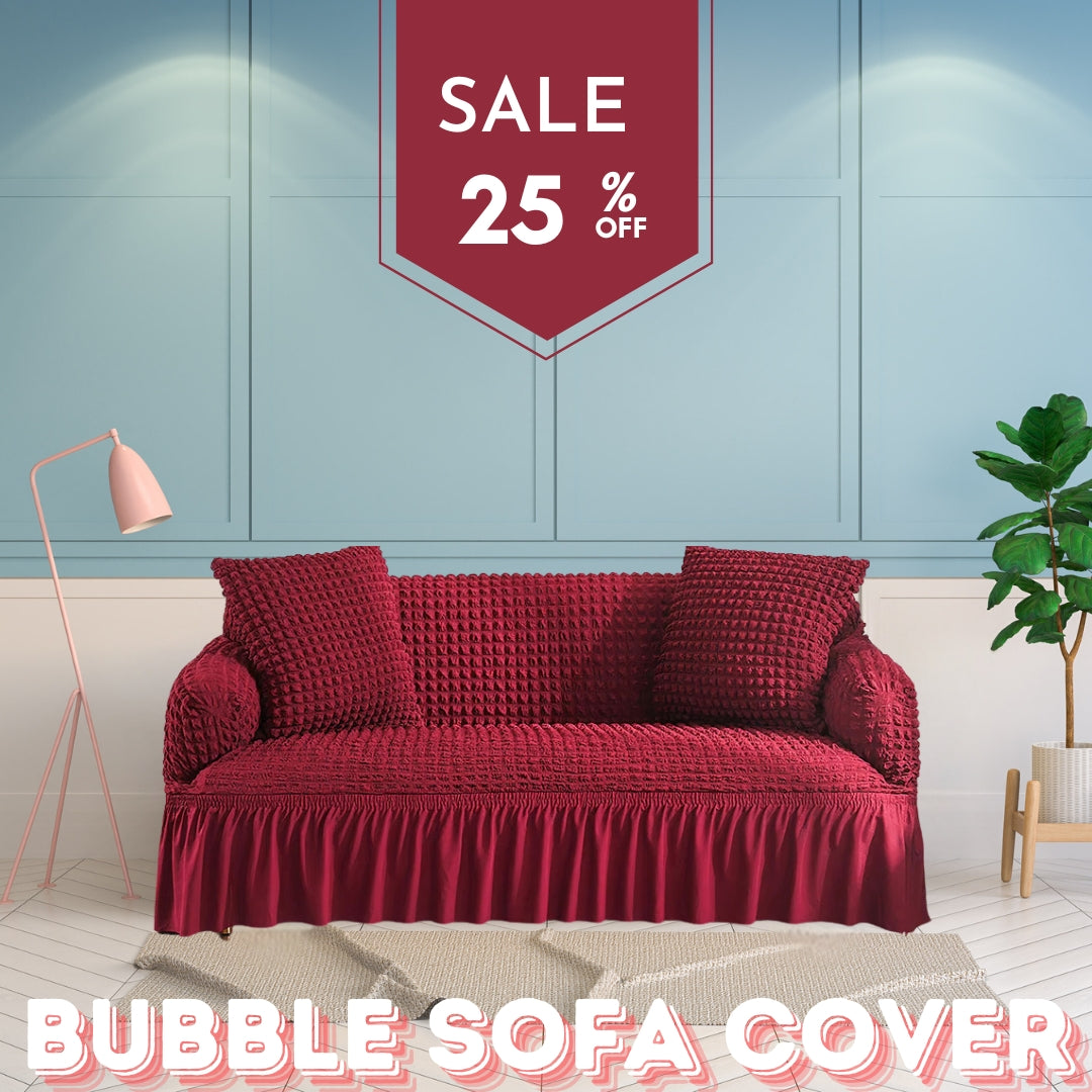 Frill Style Bubble Stuff Sofa Cover (Maroon Color)