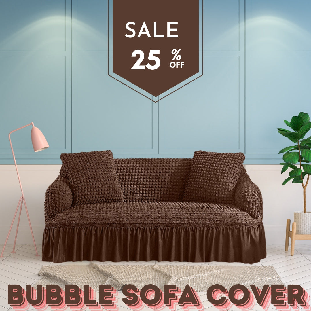 Frill Style Bubble Stuff Sofa Cover (Brown Color)
