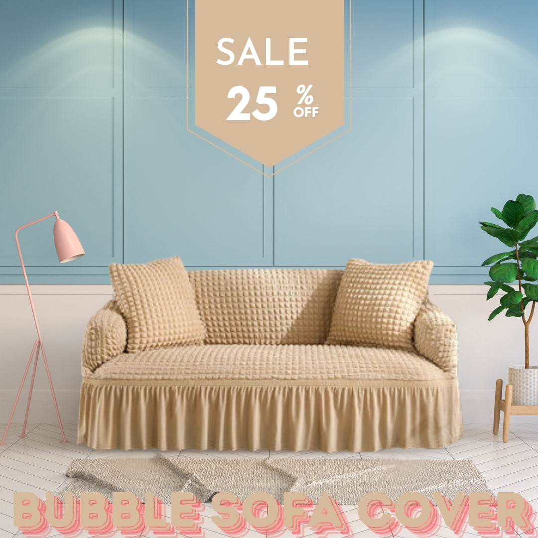 Frill Style Bubble Stuff Sofa Cover (Skin Golden Color)
