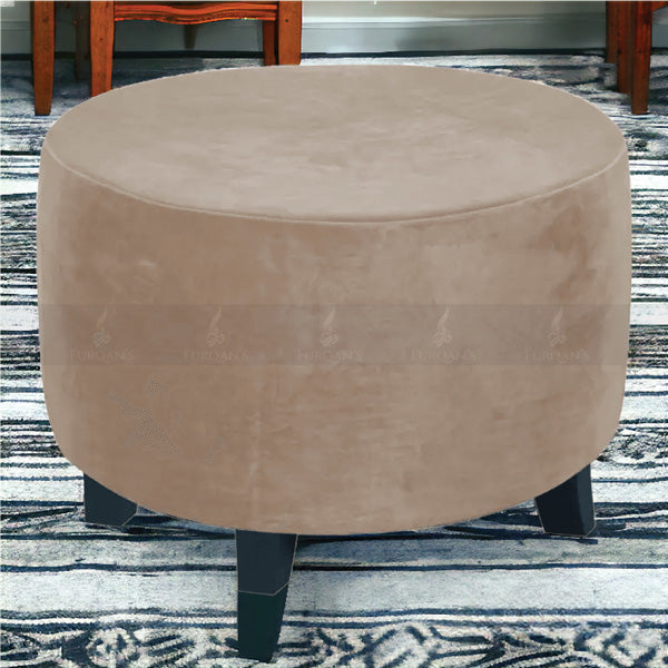 Round Elastic Velvet Puffy Cover (Beige Color)