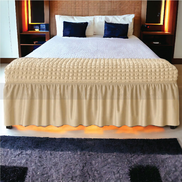 Rectangle Frill Style Bedroom Puffy Cover (Skin Golden Color)