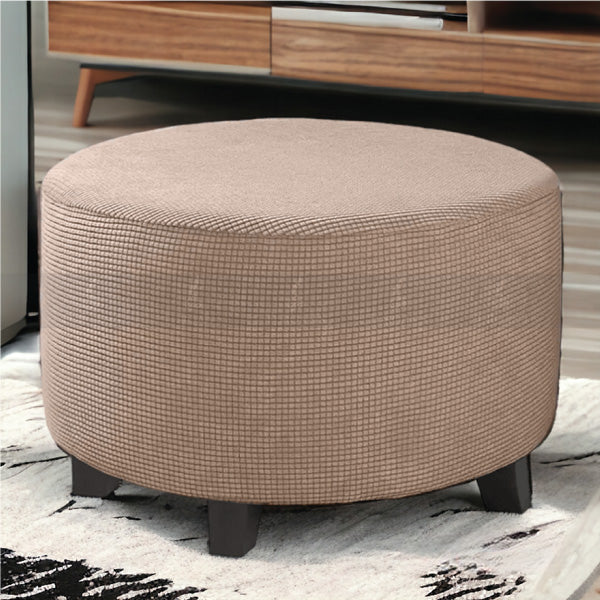 Round Bubble Stuff Fitted Stool Cover (Beige Color)