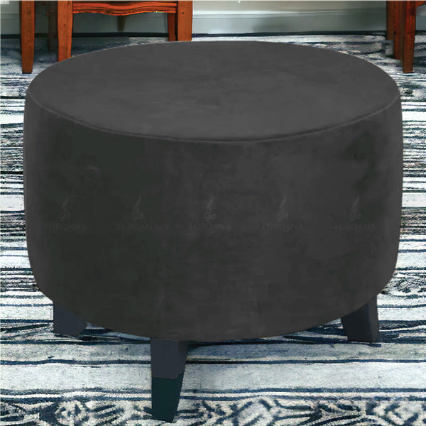 Round Elastic Velvet Puffy Cover (Black Color)