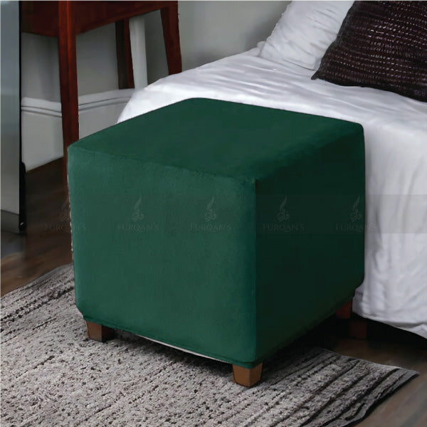 Square Elastic Velvet Puffy Cover (Green Color)