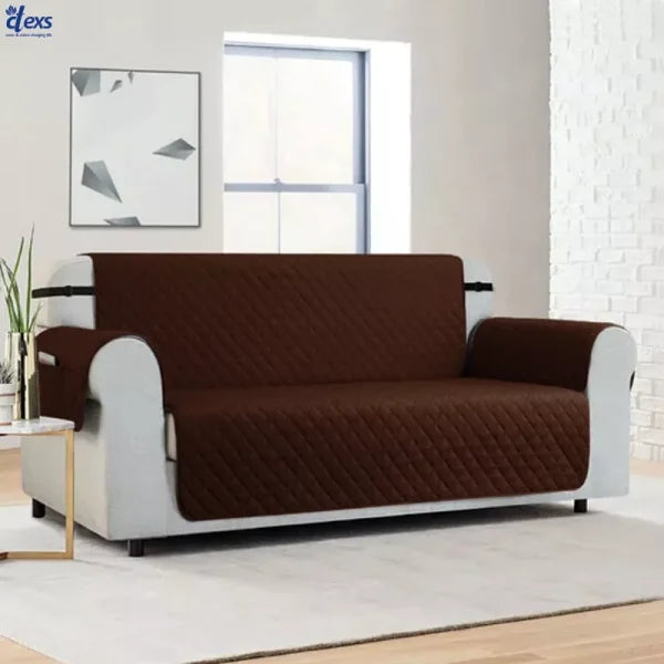 Ultrasonic Quilted Cotton Sofa Protector - dark brown